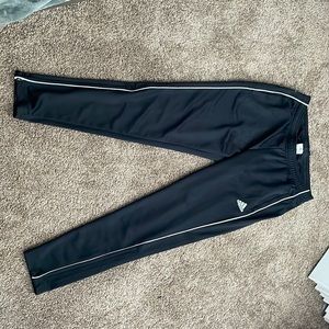 black and white adidas soccer pants
